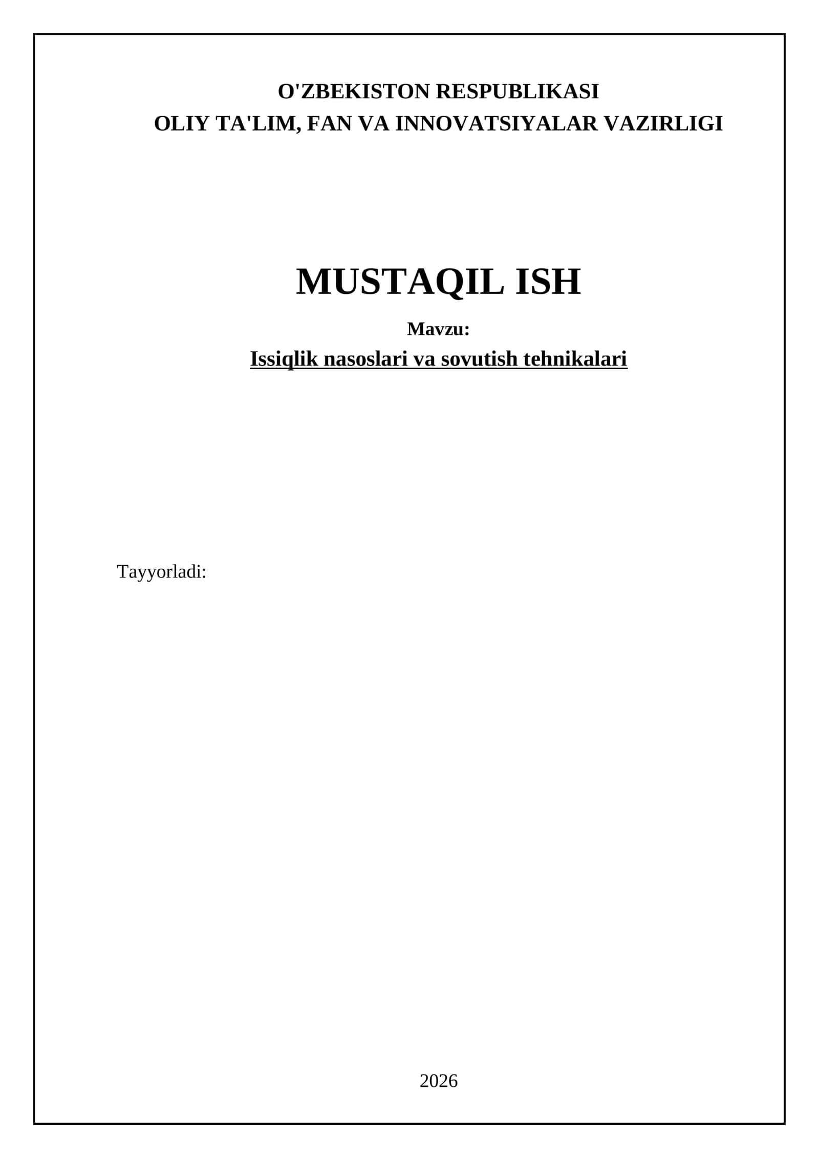 Issiqlik nasoslari va sovutish tehnikalari 1