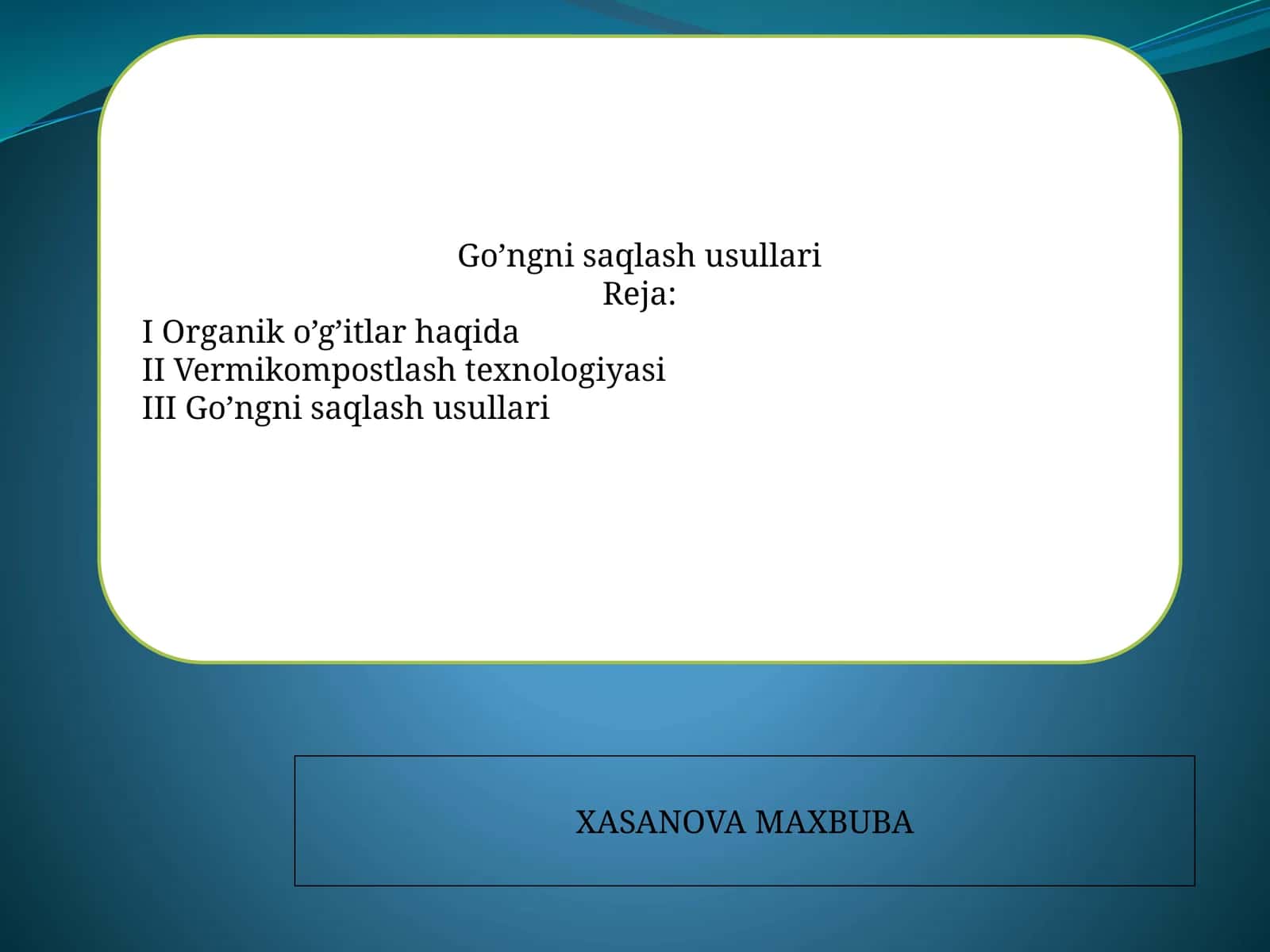 Go’ngni saqlash usullari 1