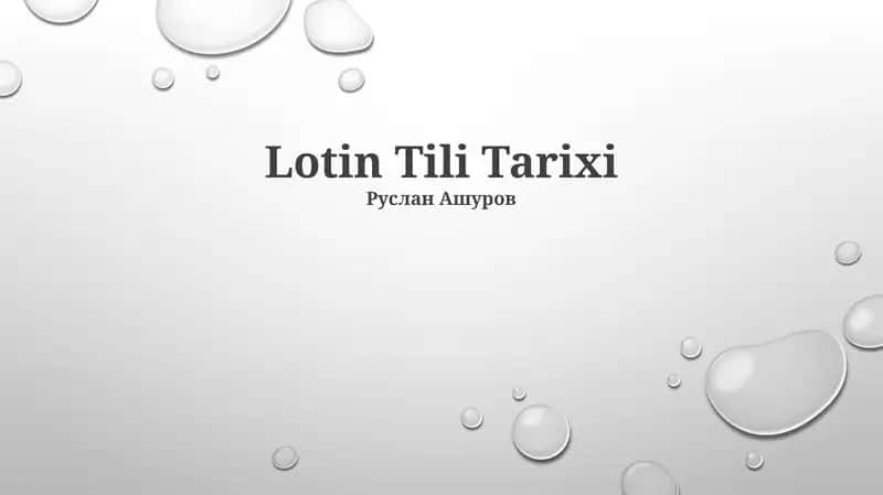 Lotin Tili Tarixi 1