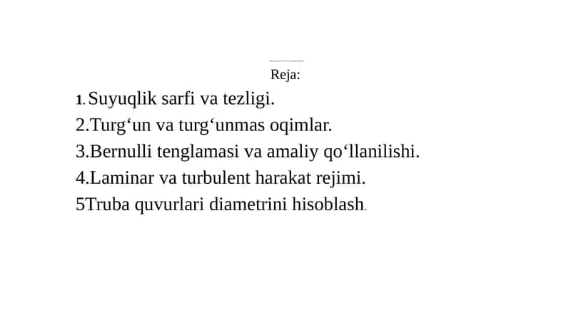 Suyuqlik harakatinig asosiy taviflari 1