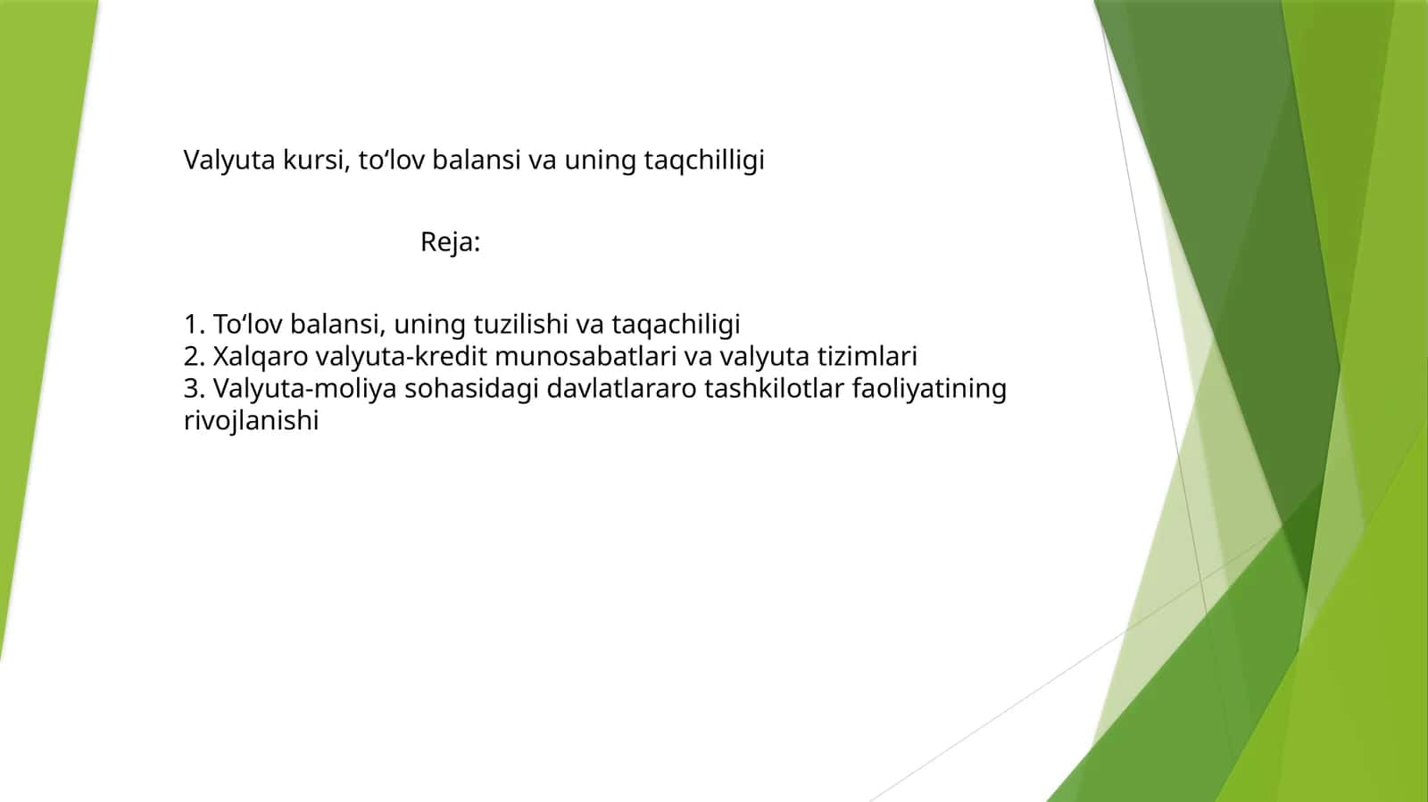 Valyuta kursi, to‘lov balansi va uning taqchilligi 1