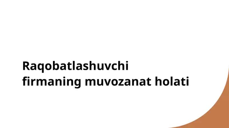 Raqobatlashuvchi firmaning muvozanat holati 1
