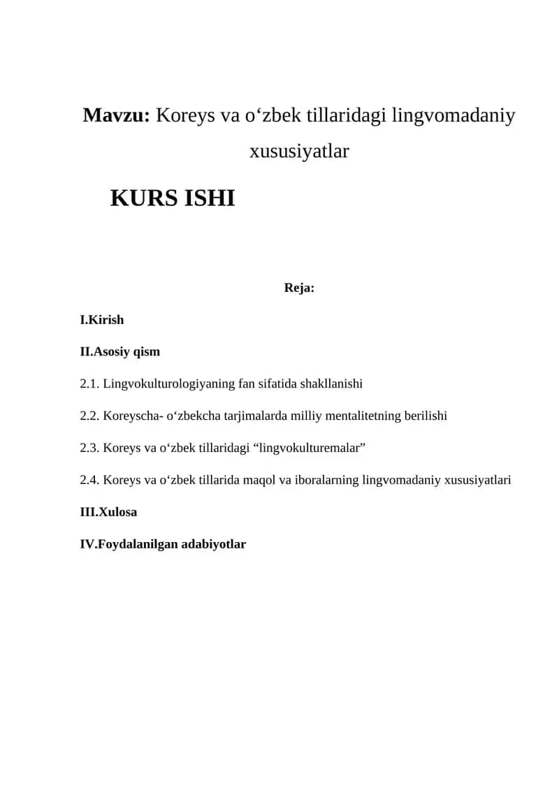 Koreys va o‘zbek tillaridagi lingvomadaniy xususiyatlar 1