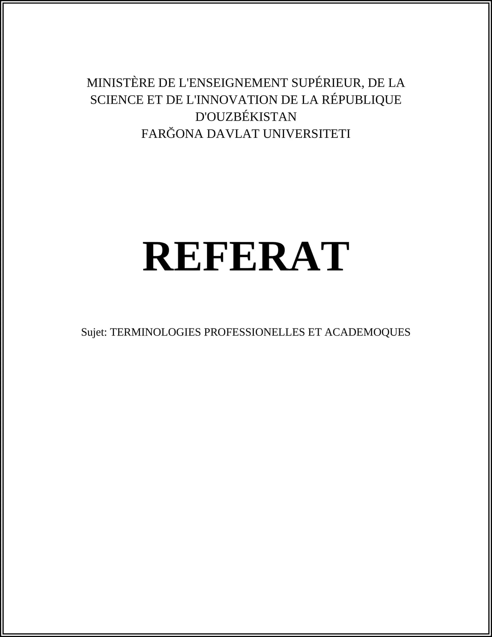 TERMINOLOGIES PROFESSIONELLES ET ACADEMOQUES 1