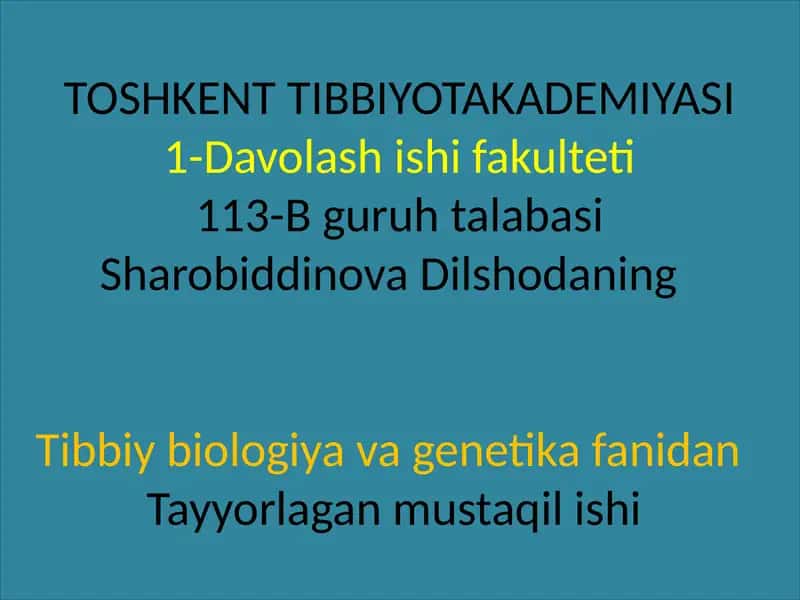DNK ning oqsil biosintezidagi o’rni 1