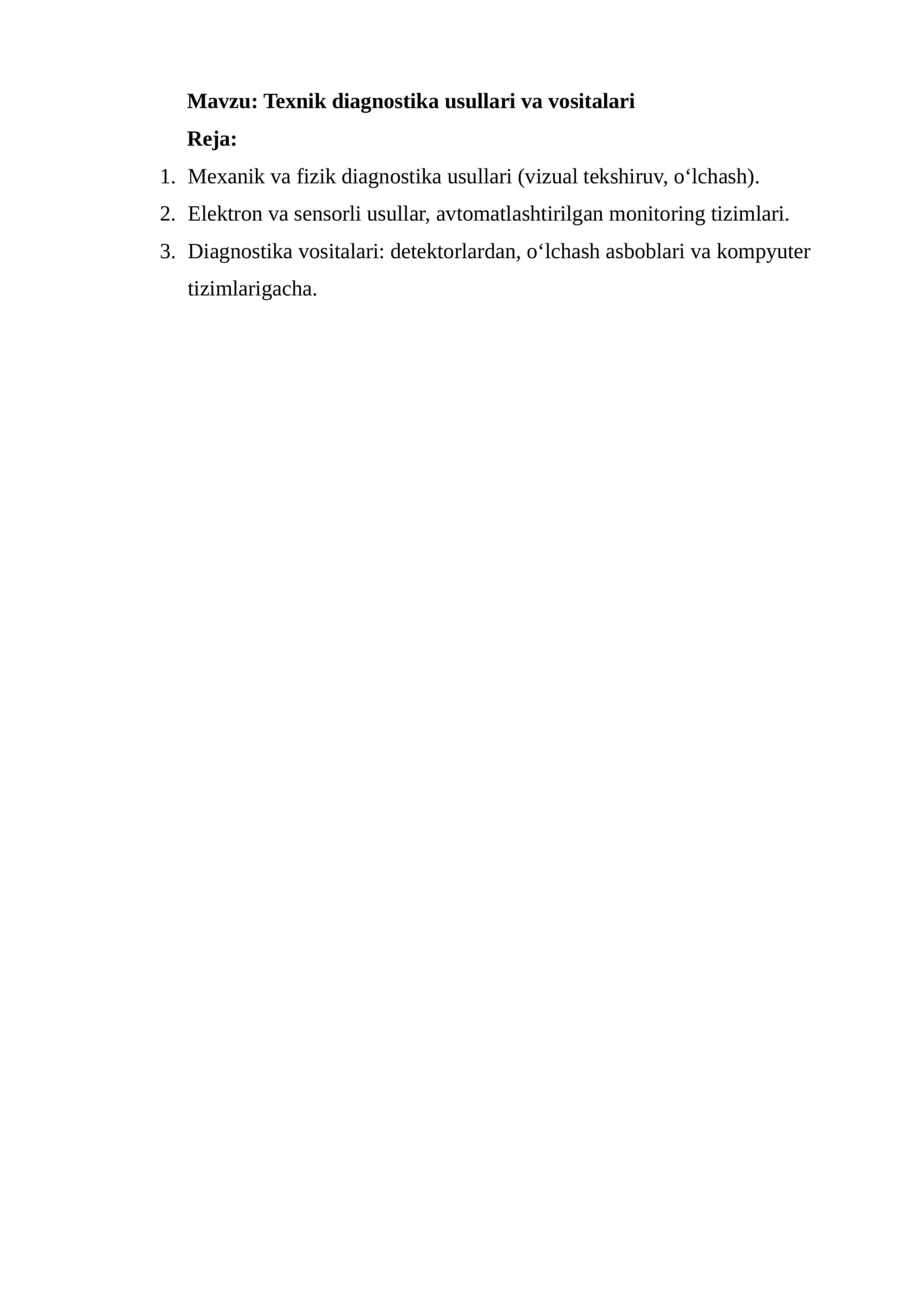 Texnik diagnostika usullari va vositalari 1