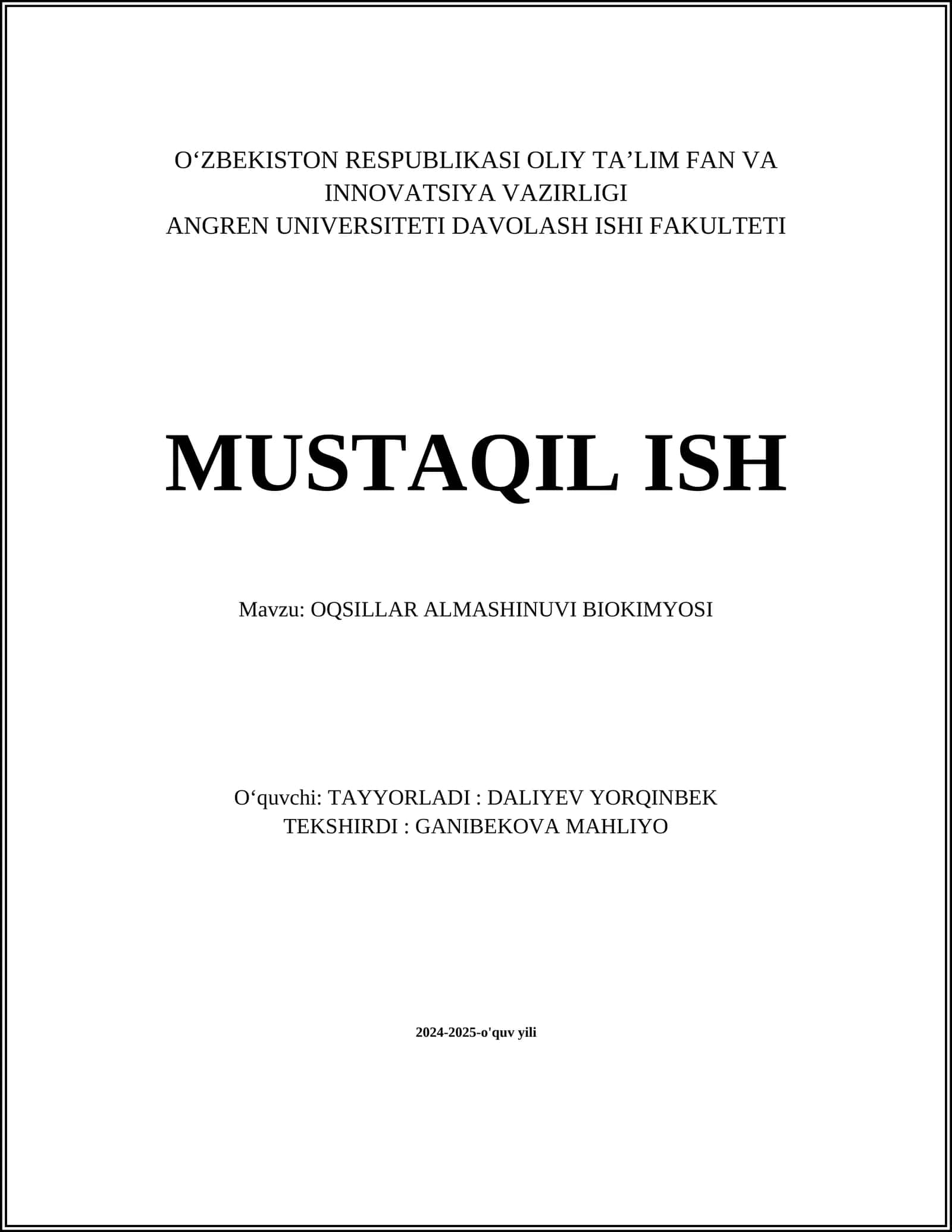 OQSILLAR ALMASHINUVI BIOKIMYOSI 1