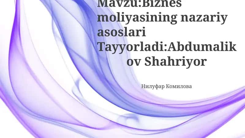 Biznes moliyasining nazariy asoslari 1