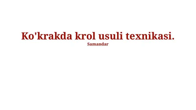 Ko'krakda krol usuli texnikasi 1