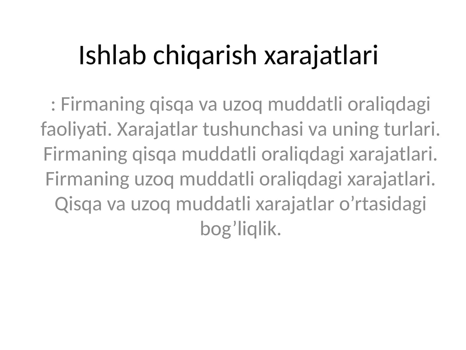 Ishlab chiqarish xarajatlari 1