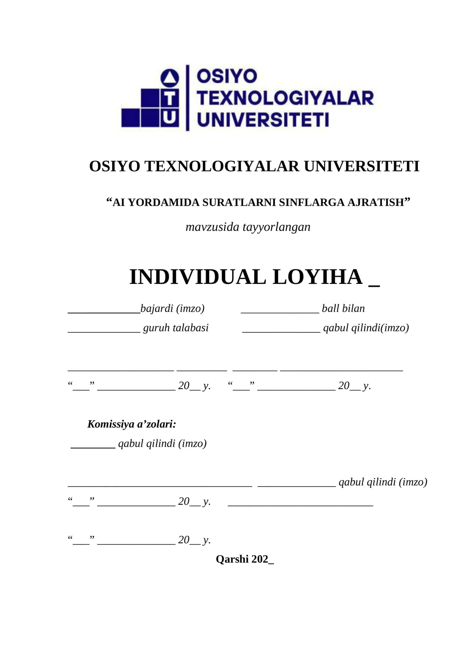 AI yordamida suratlarni sinflarga ajratish 1
