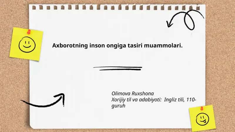 Axborotning inson ongiga tasiri muammolari. 1