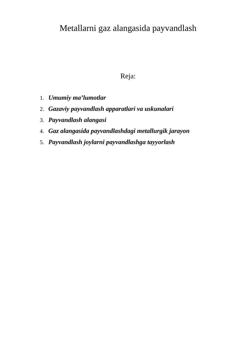 Metallarni gaz alangasida payvandlash 1