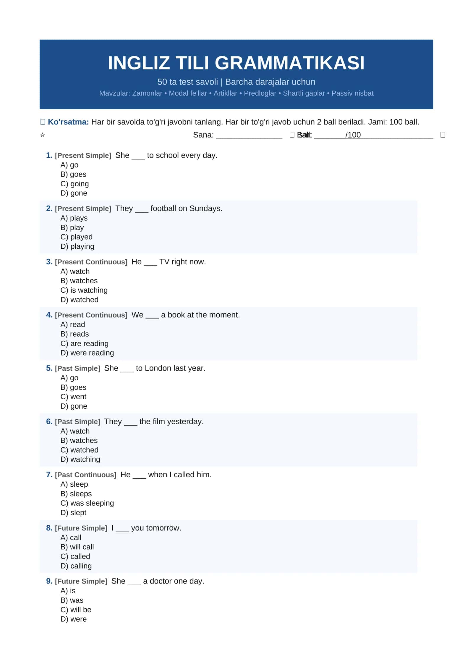 INGLIZ TILI GRAMMATIKASI 1