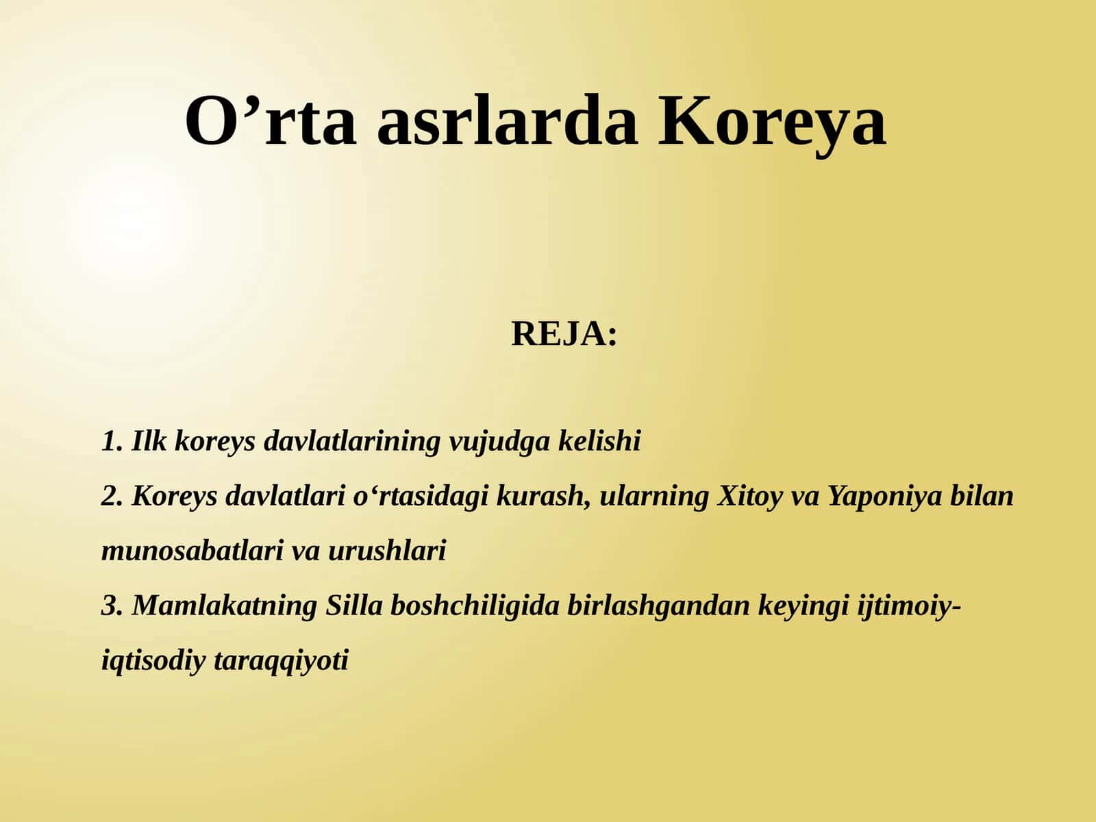 Ilk Koreys davlatlarining vujudga kelishi, O’rta asrlarda Koreya 1