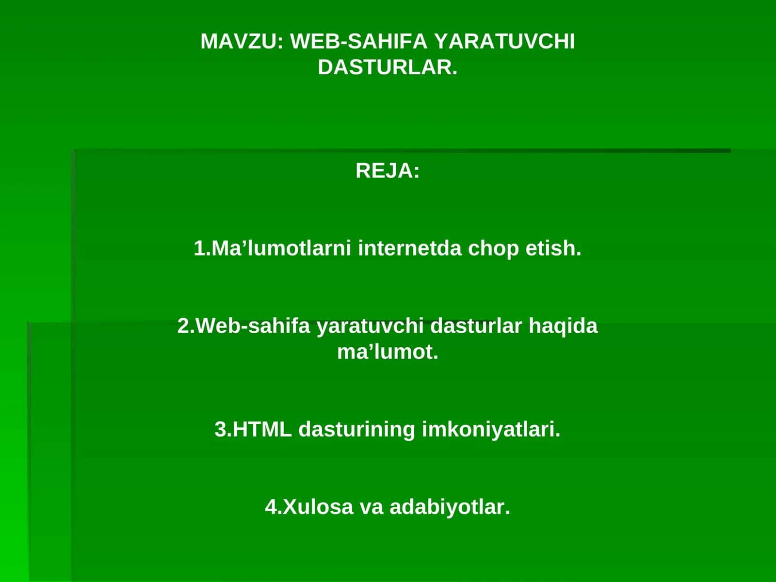 WEB-SAHIFA YARATUVCHI DASTURLAR 1