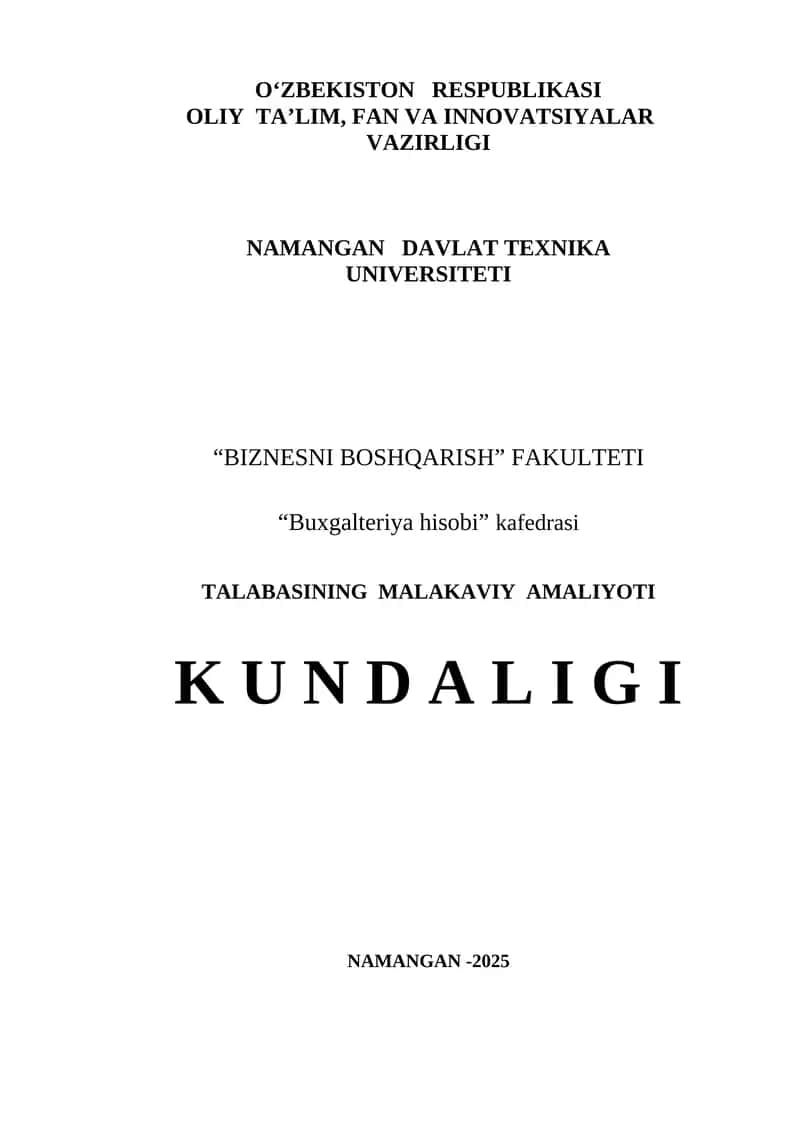 Malakaviy amaliyoti 1