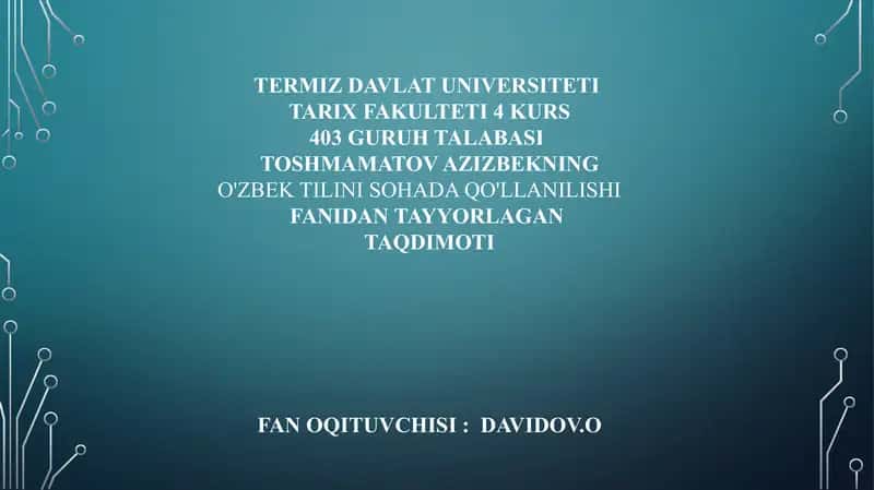 O'zbek tilini sohada qo'llanilishi 1