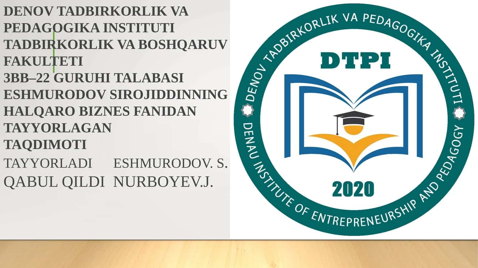 Tadbirkorlik va Pedagogika Institutida Tanlov Jarayoni 1
