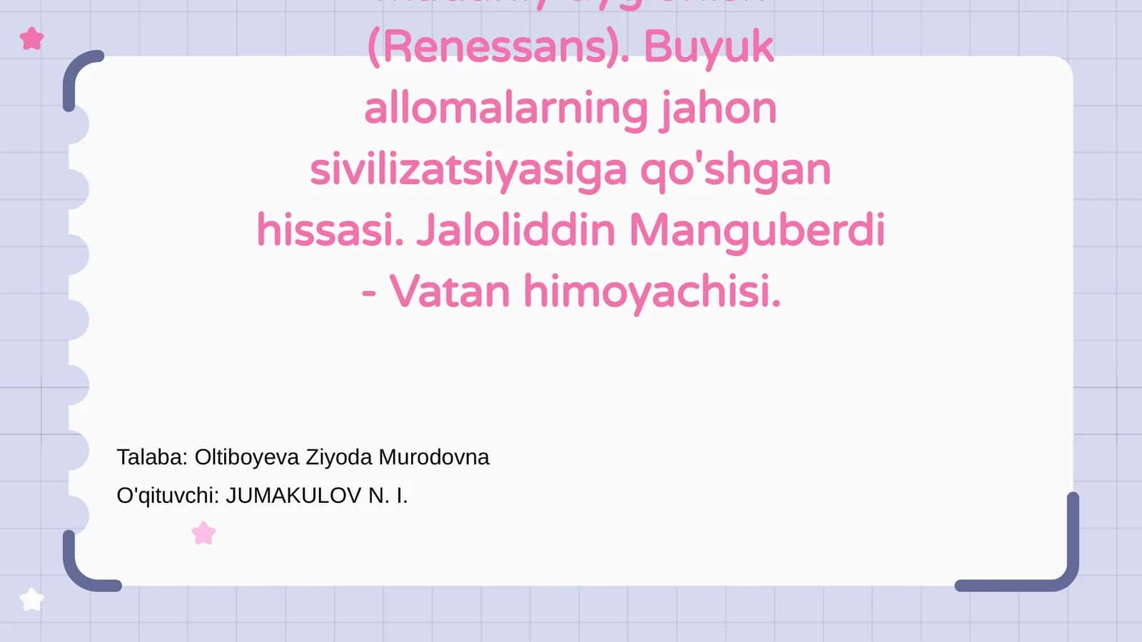 IX-XII asrlarda mamlakatimizda madaniy uyg'onish (Renessans) 1
