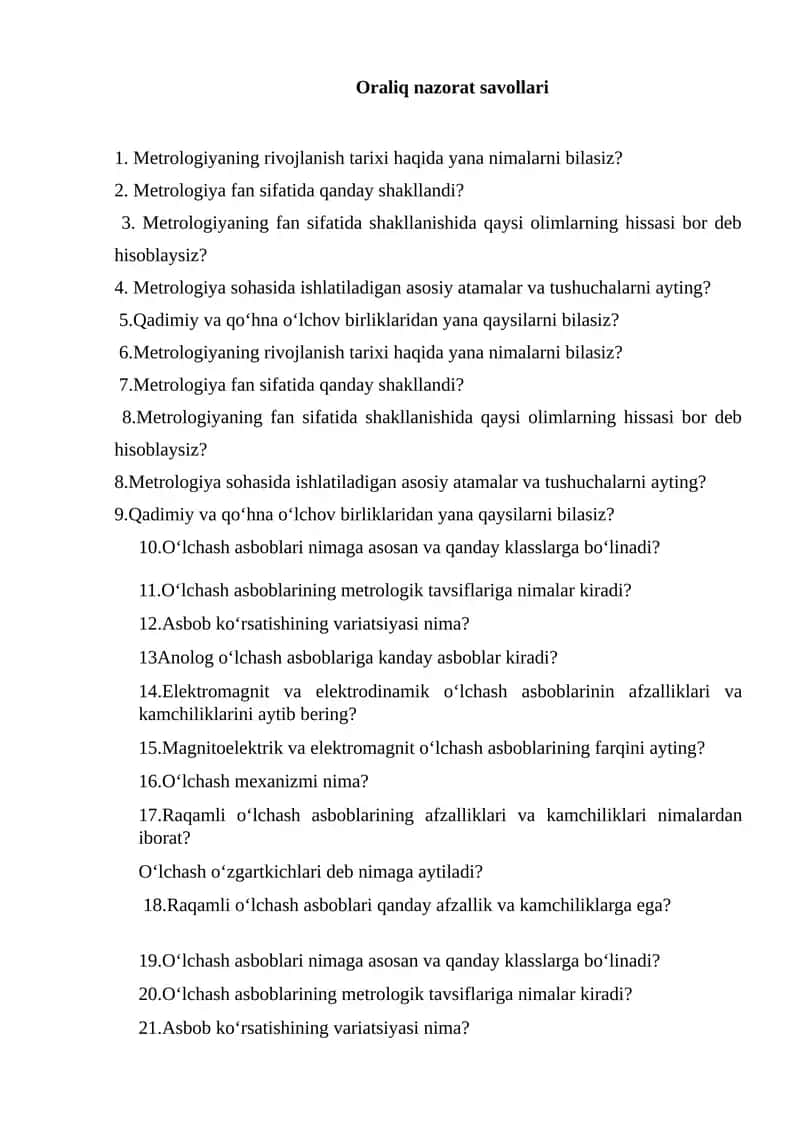Oraliq nazorat savollari 1