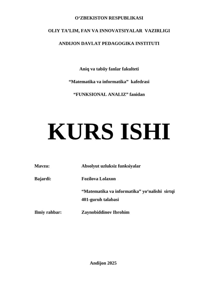 Absolyut uzluksiz funksiyalar 1