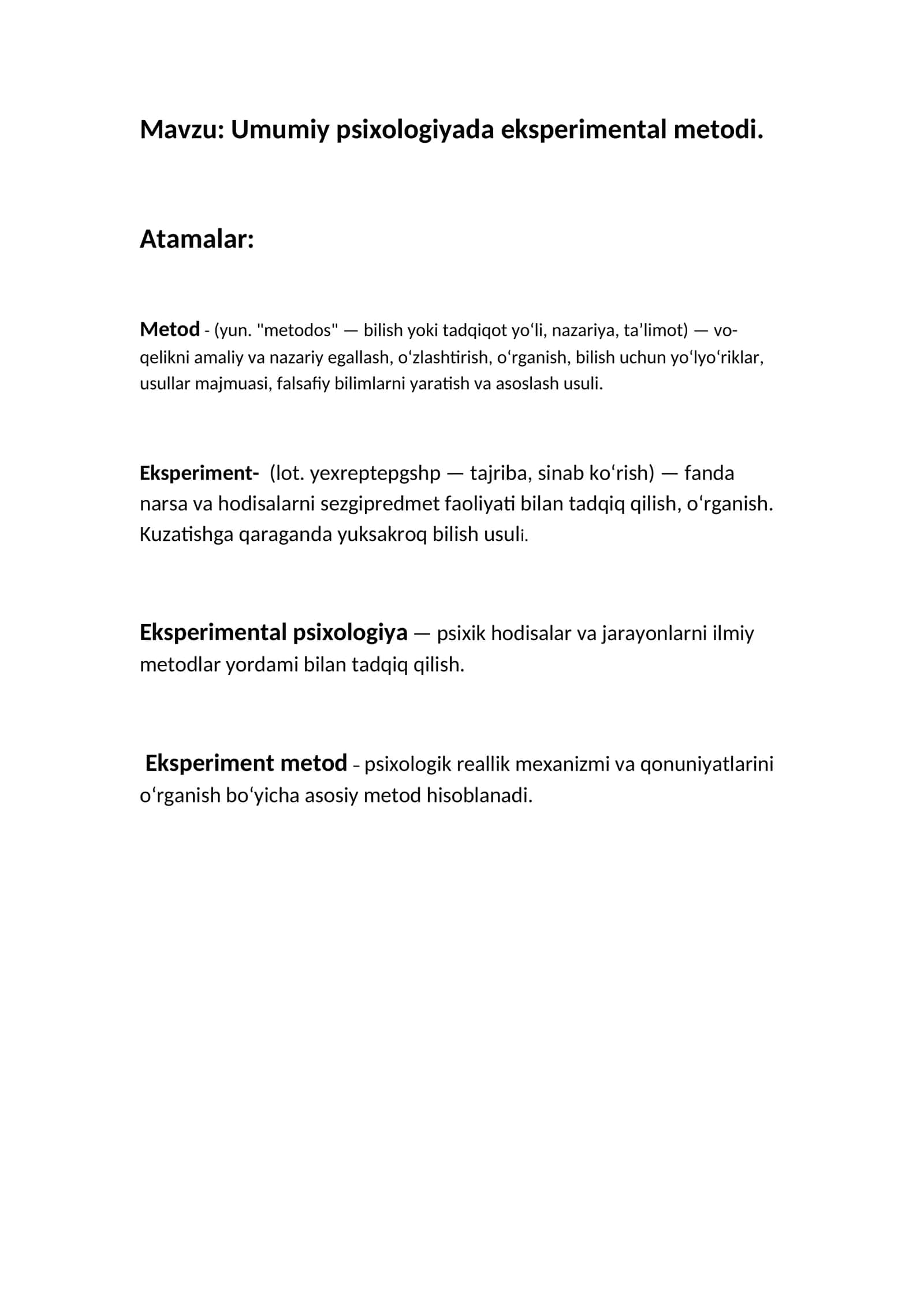 Umumiy psixologiyada eksperimental metodi 1
