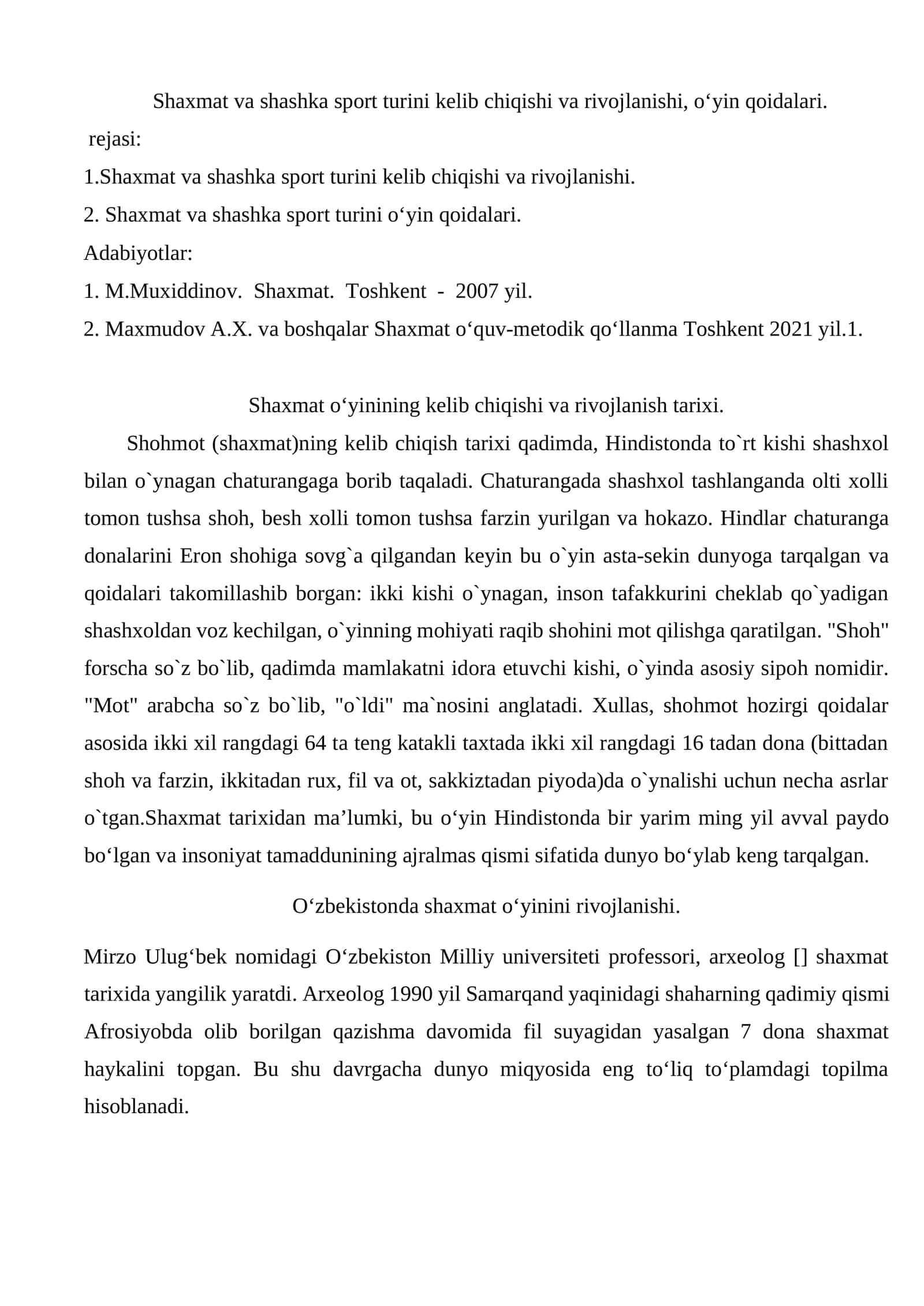 Shaxmat va shashka sport turini kelib chiqishi va rivojlanishi 1