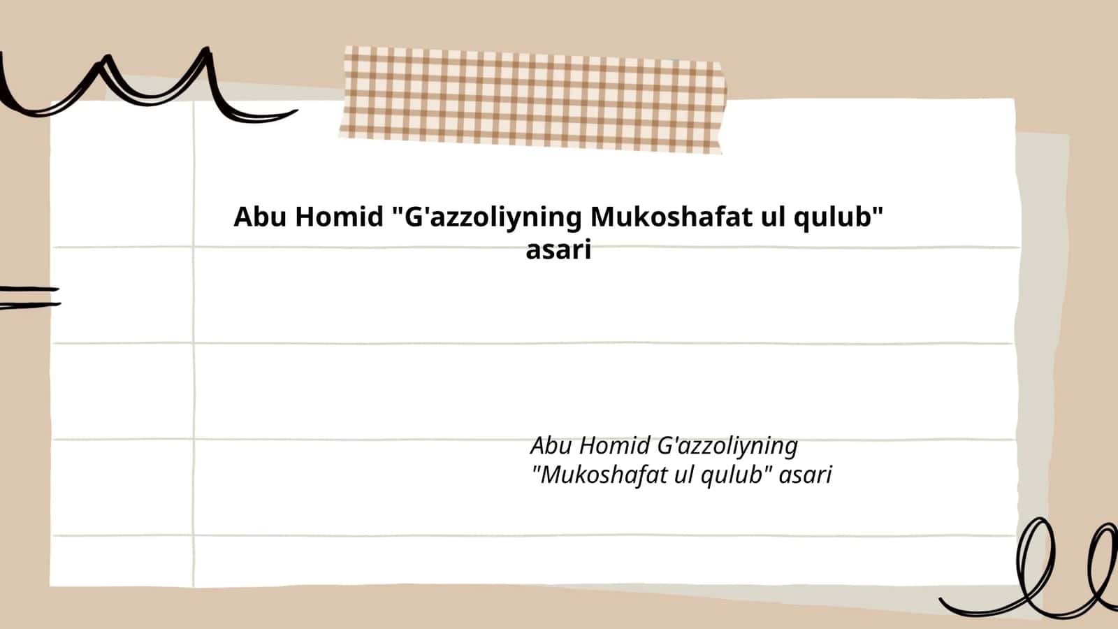 Abu Homid "G'azzoliyning Mukoshafat ul qulub" asari 1