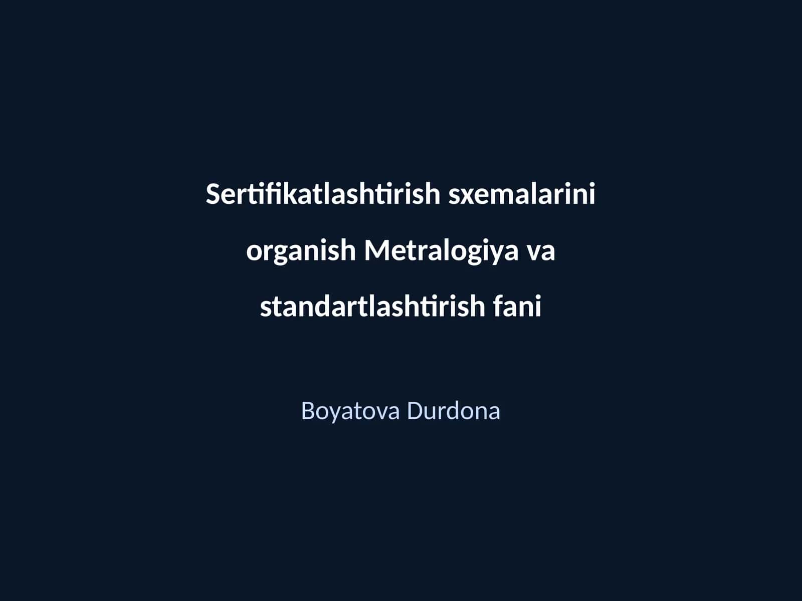 Metrologiya va standartlashtirish fani 1