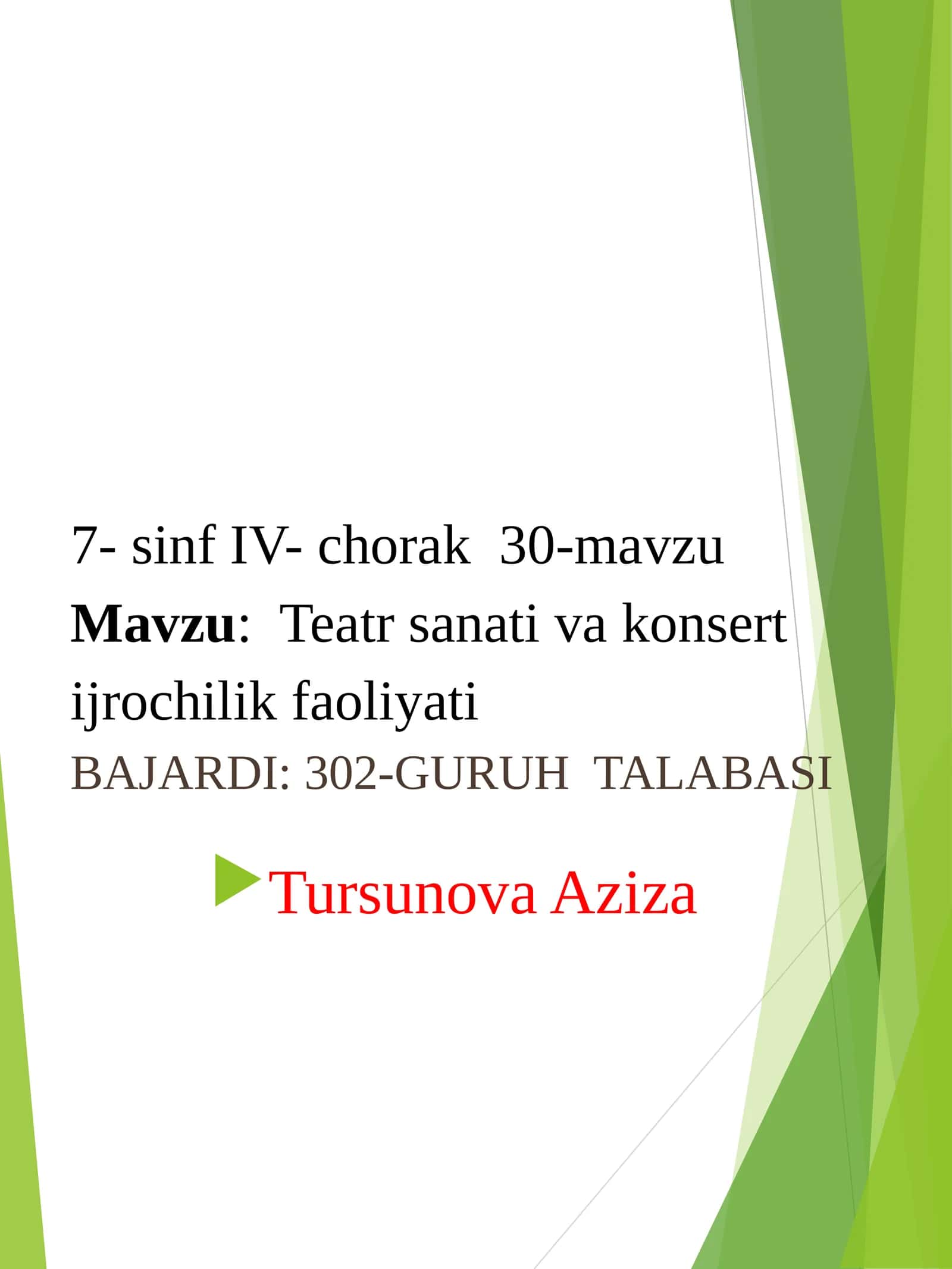 Teatr san'ati va konsert ijrochilik faoliyati 1