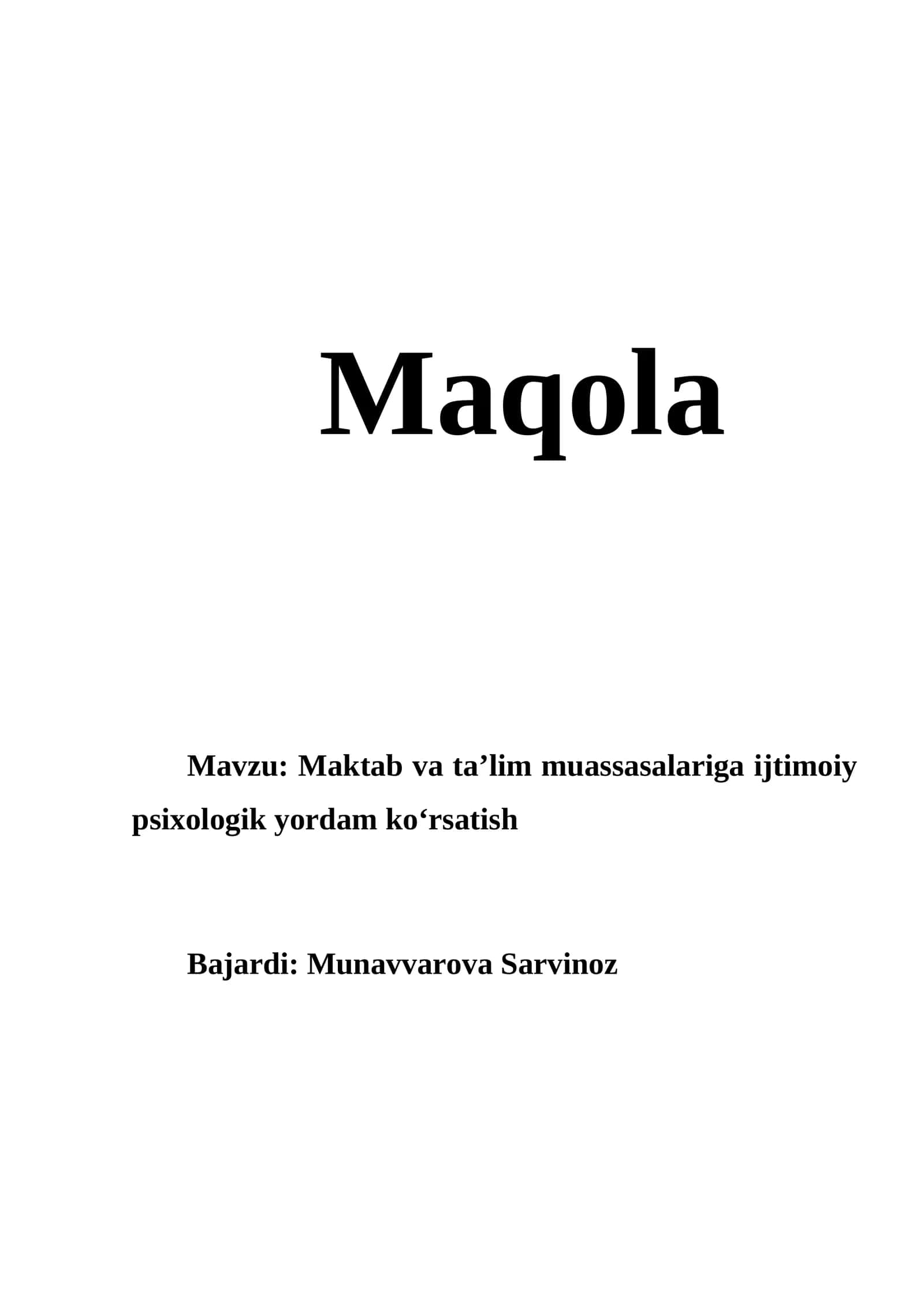 Maktab va taʼlim muassasalariga ijtimoiy psixologik yordam koʻrsatish 1