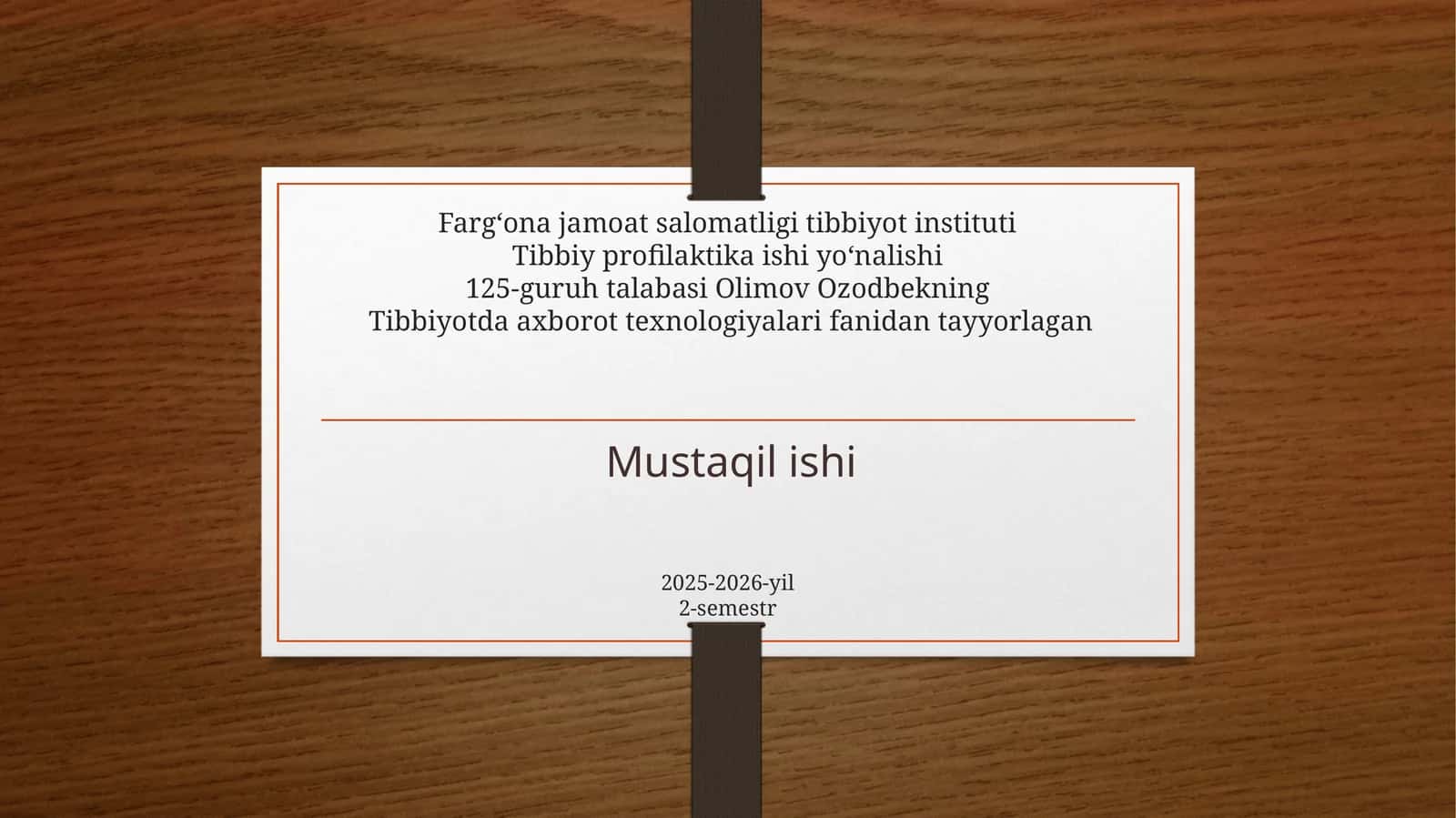 Tibbiyotda axborot texnologiyalari 1
