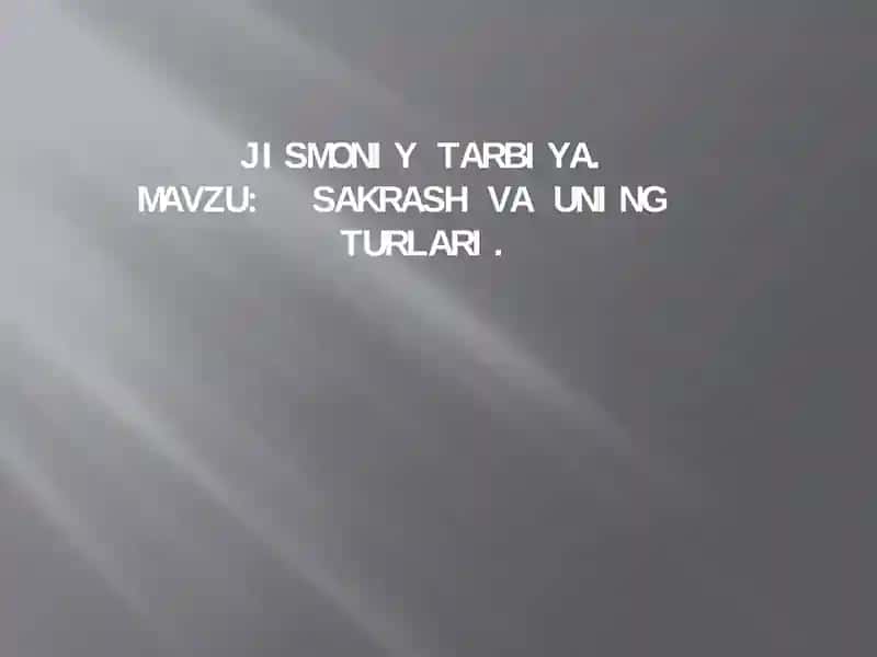 Sakrash va uning turlari