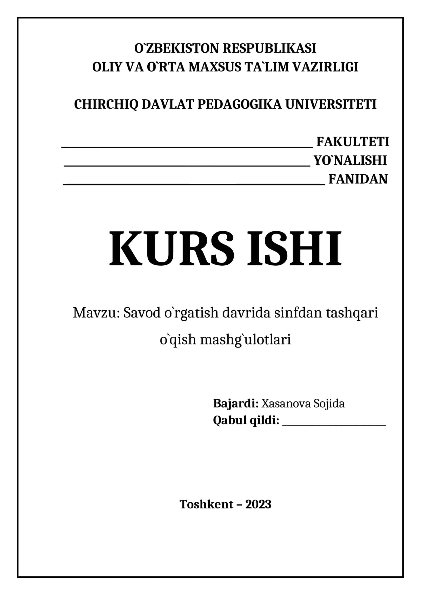Savod o`rgatish davrida sinfdan tashqari o`qish mashg`ulotlari 1