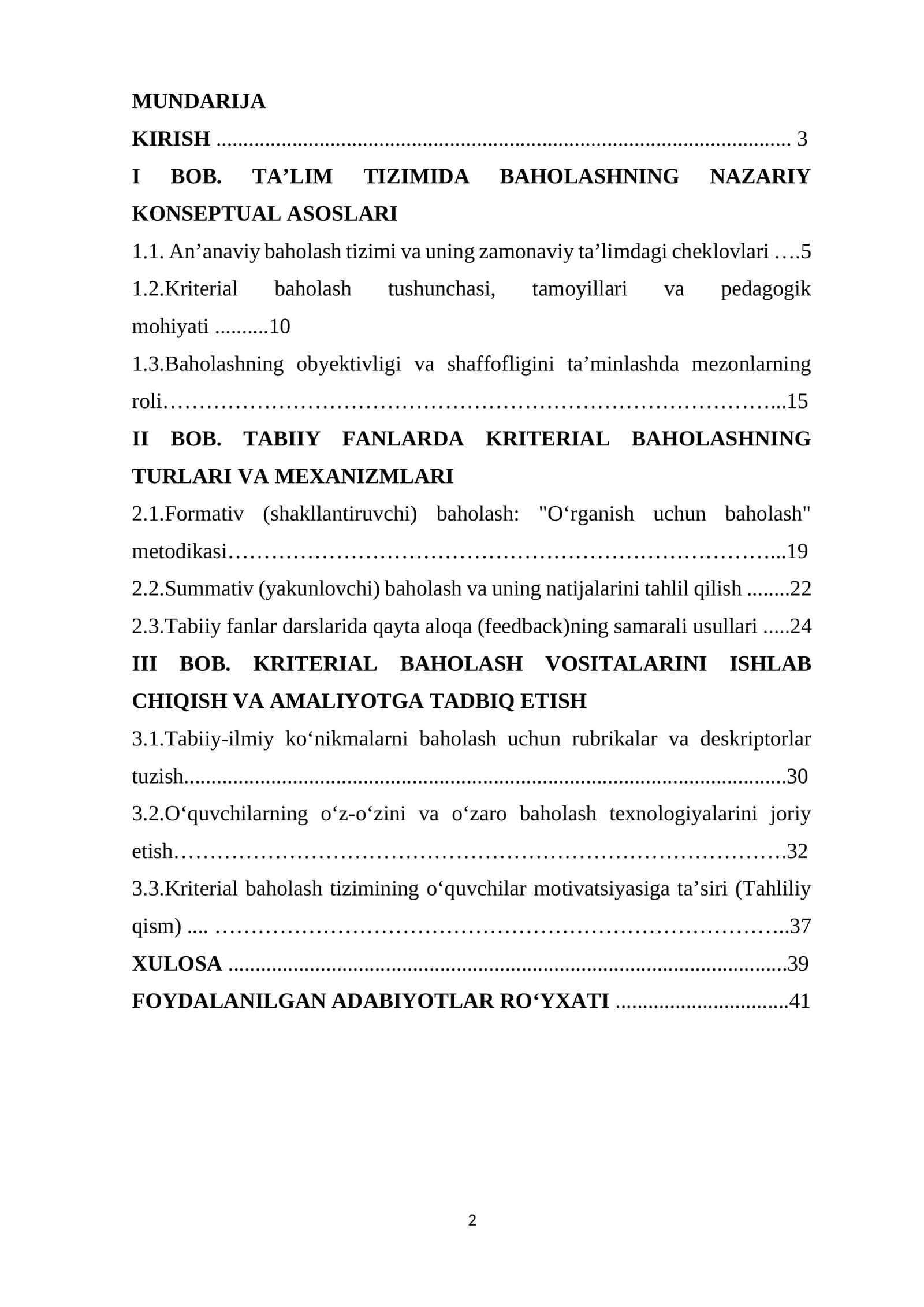 TABIIY FANLARDA KRITERIAL BAHOLASHNING TURLARI VA MEXANIZMLARI 1
