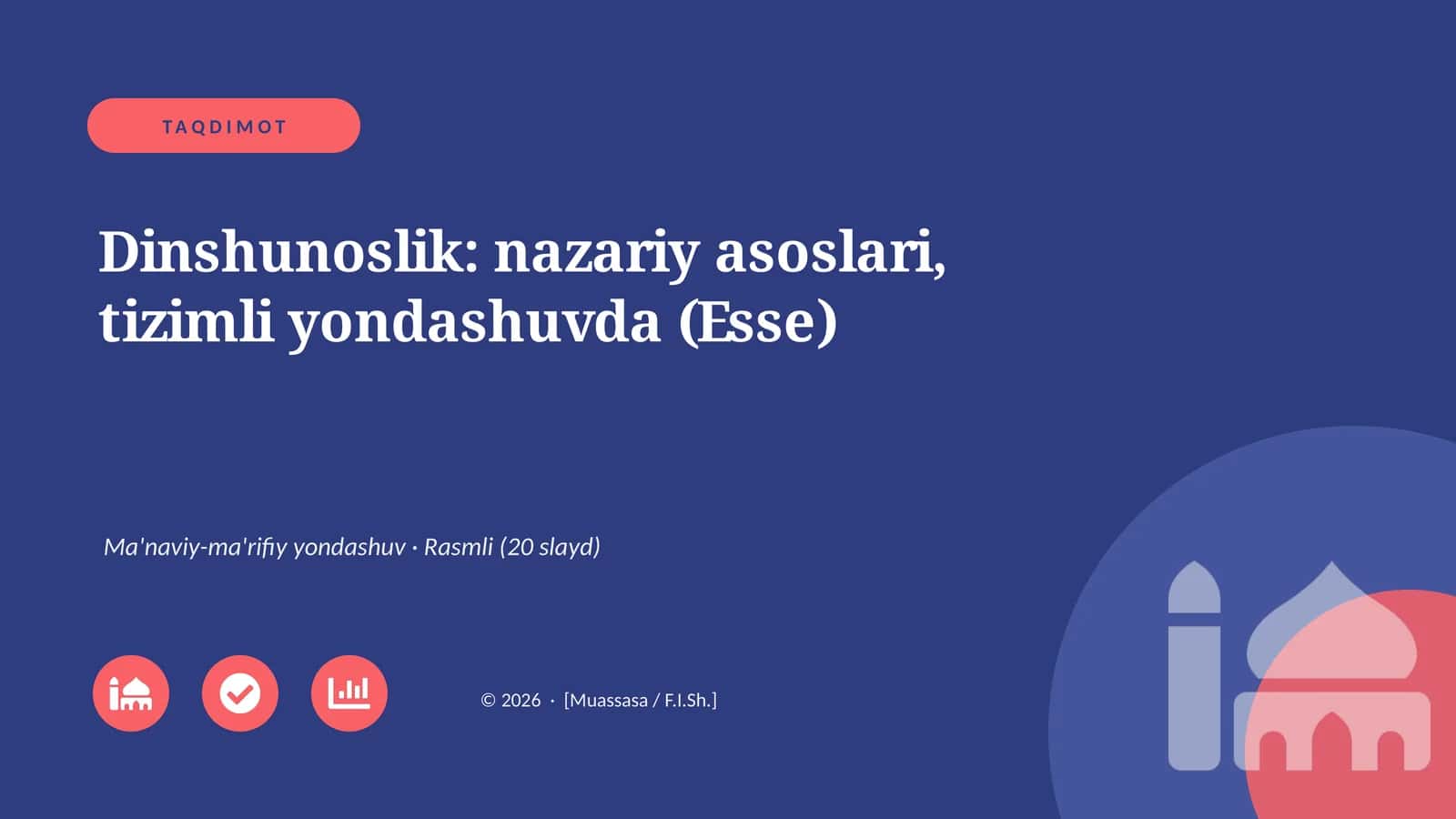 Dinshunoslik: nazariy asoslari, tizimli yondashuvda (Esse) 1