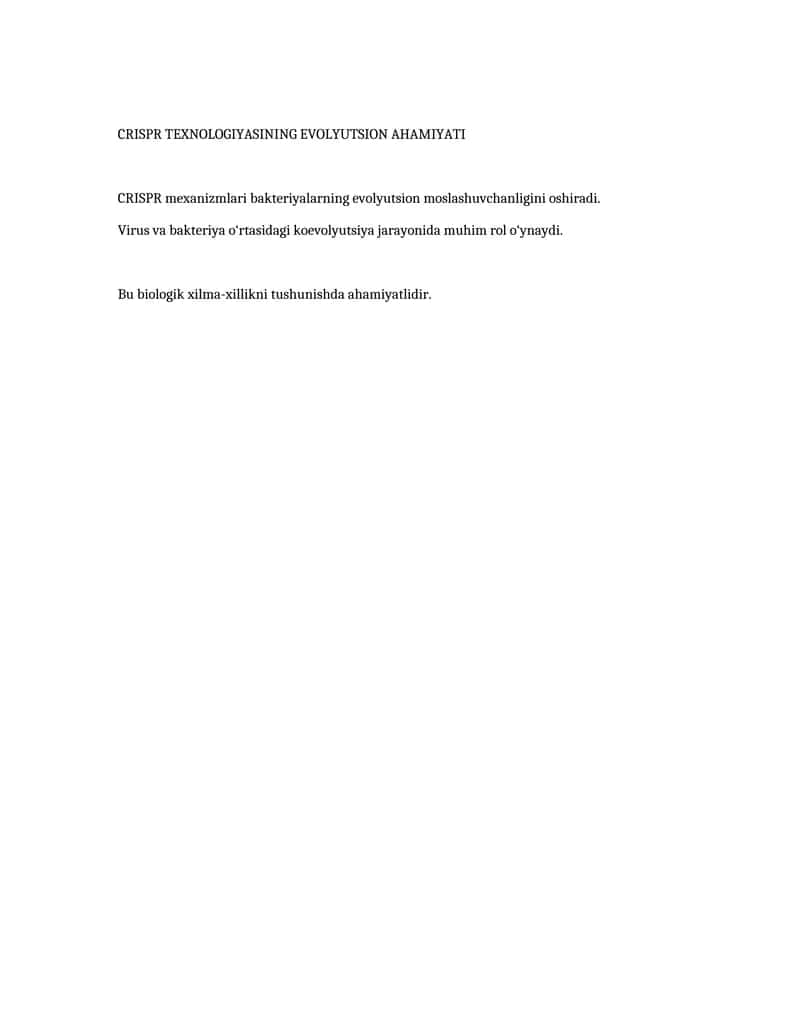CRISPR TEXNOLOGIYASINING EVOLYUTSION AHAMIYATI 1