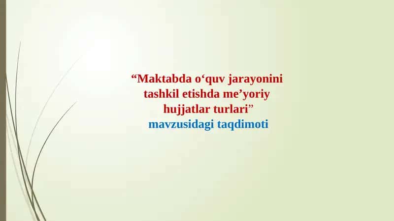 Maktabdao'quvjarayonini tashkiletishdame'yoriy hujjatlari 1