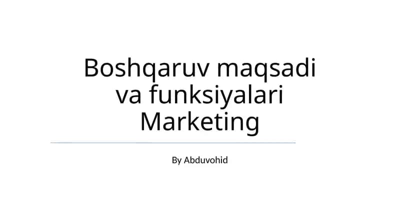Marketing 1