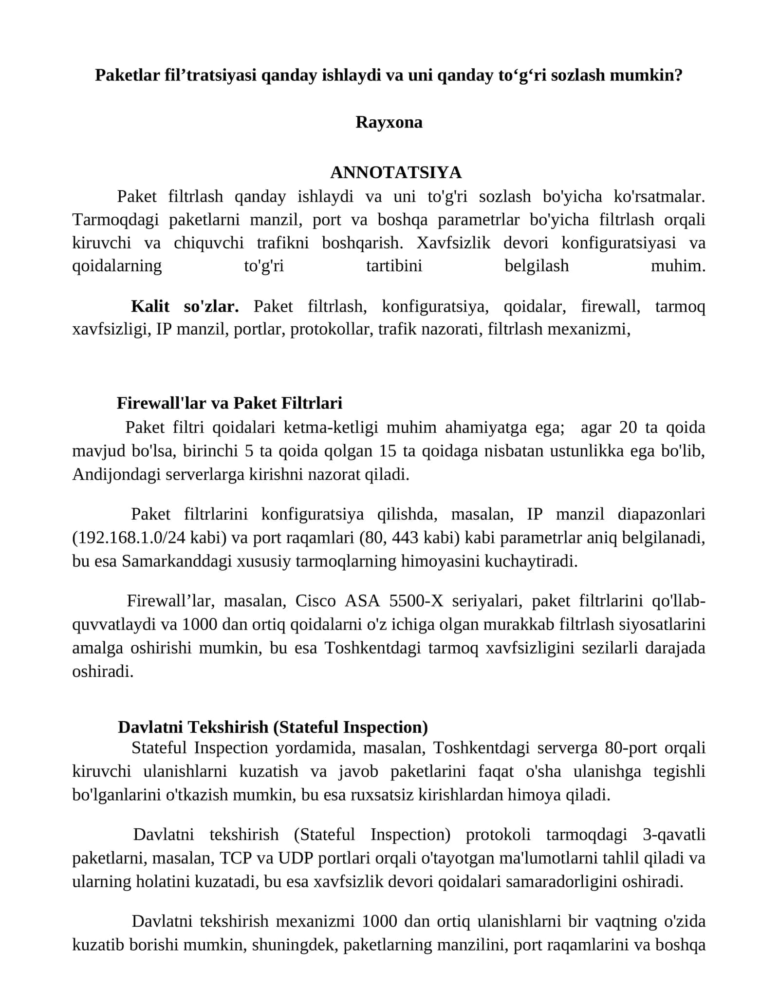 Paketlar fil’tratsiyasi qanday ishlaydi va uni qanday to‘g‘ri sozlash mumkin? 1
