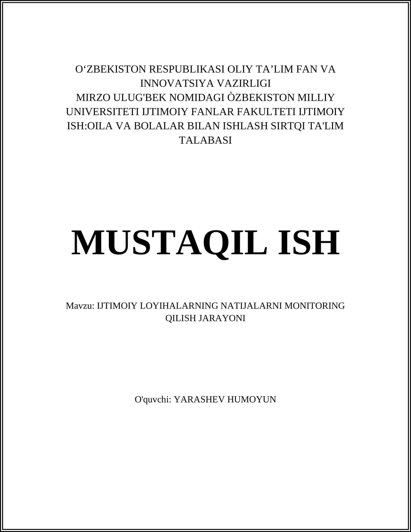Ijtimoiy loyihalarning monitoring metodologiyalari 1
