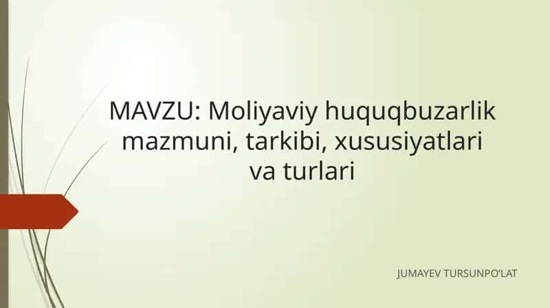 Moliyaviy huquqning asosiy sohalari 1