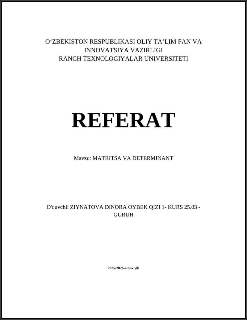 MATRITSA VA DETERMINANT 1