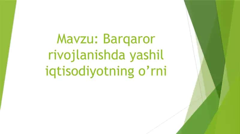 Barqaror rivojlanish haqida batafsil 1