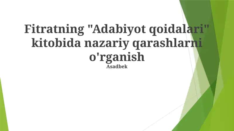 Fitratning "Adabiyot qoidalari" kitobi 1
