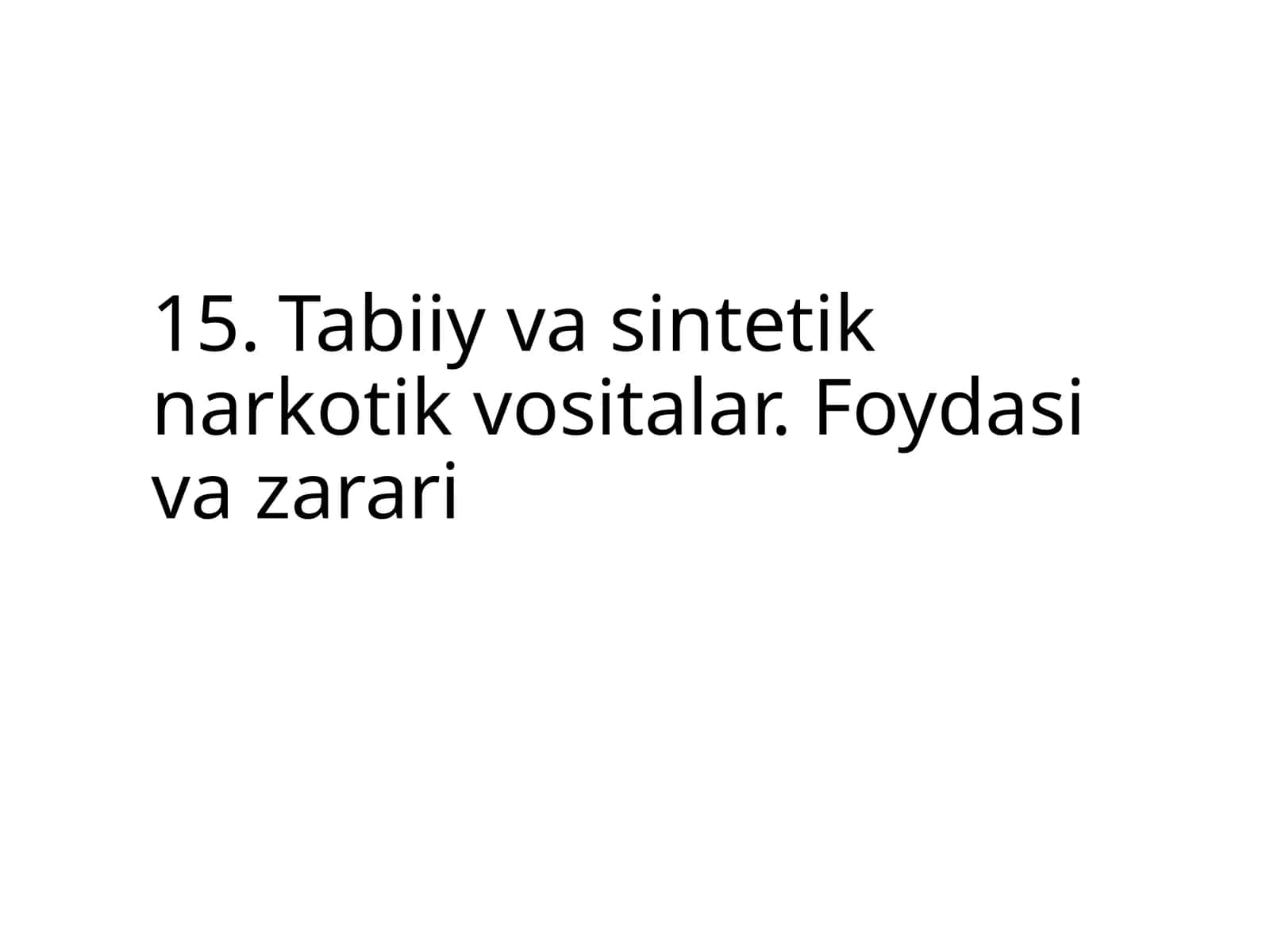 Tabiiy va sintetik narkotik vositalar 1