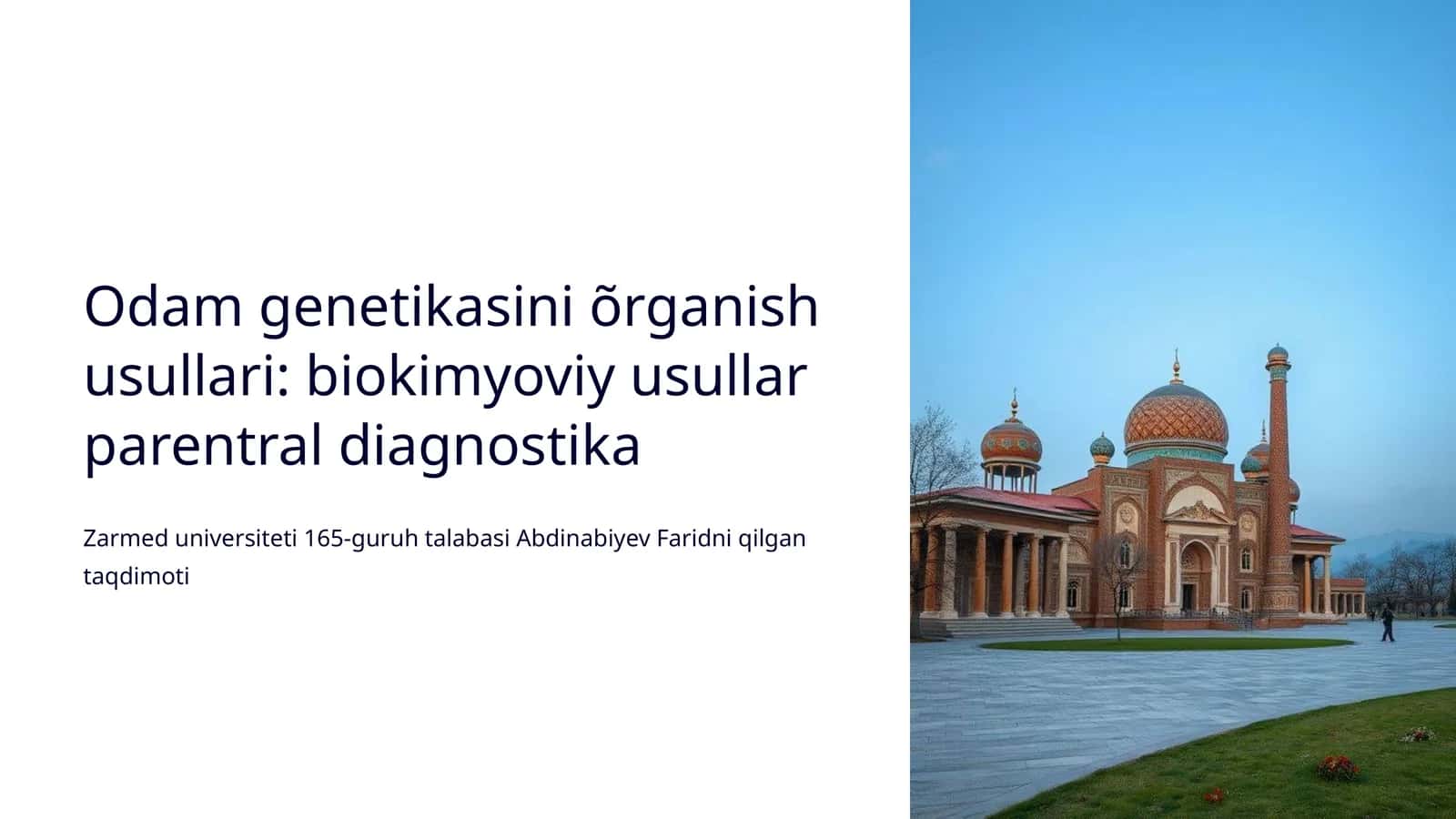 Odam genetikasini õrganish usullari: biokimyoviy usullar parentral diagnostika 1