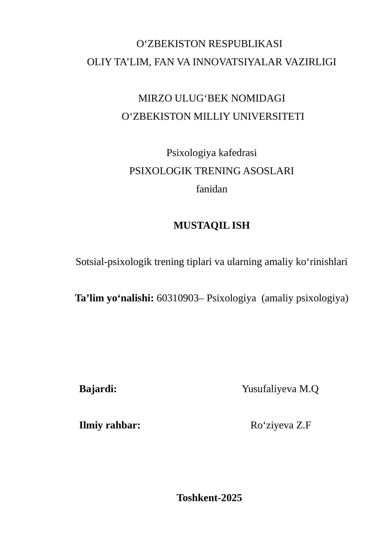 Psixologik trening asoslari 1