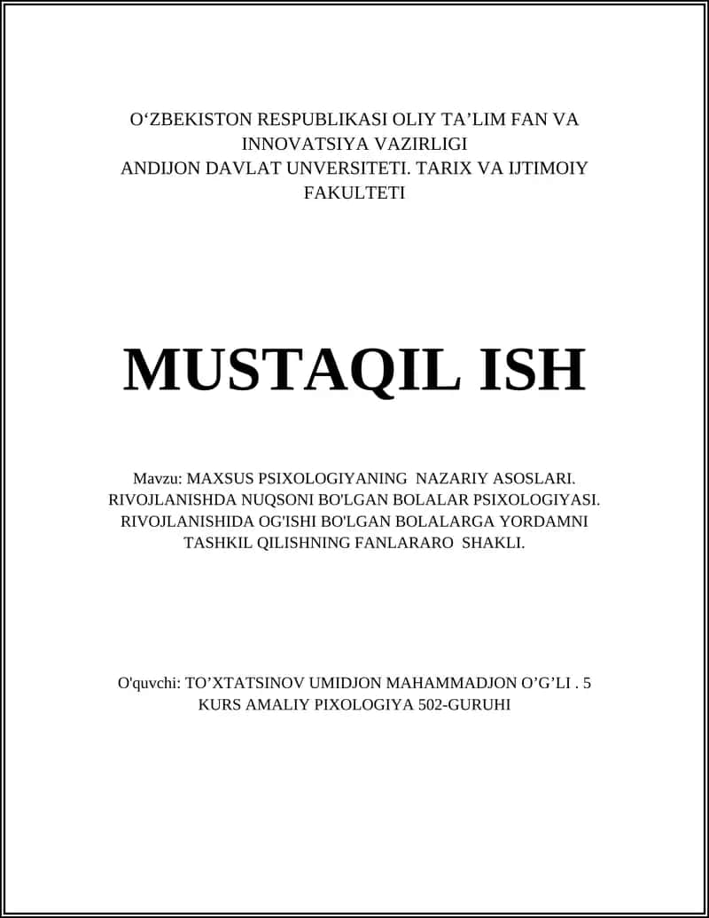 MAXSUS PSIXOLOGIYANING NAZARIY ASOSLARI 1